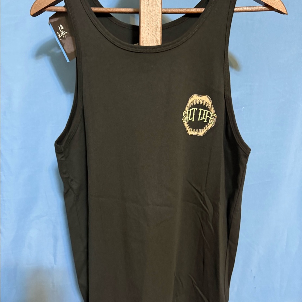 Salt Life Black Tank Top with Gold Logo